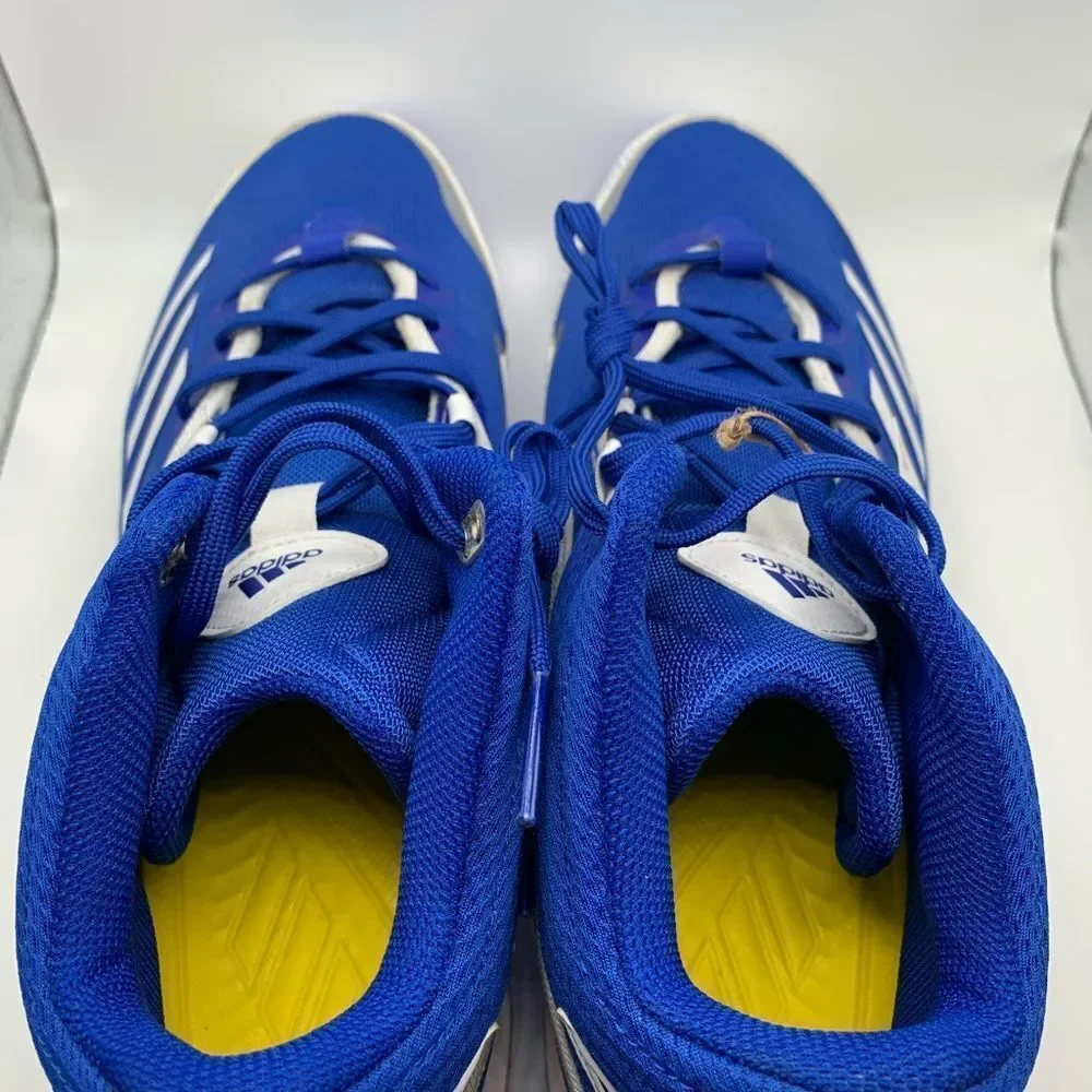 Adidas Icon 6 Bounce Mid Mens Metal‎ Baseball Cleats Blue White FV9357 NEW Sz 17